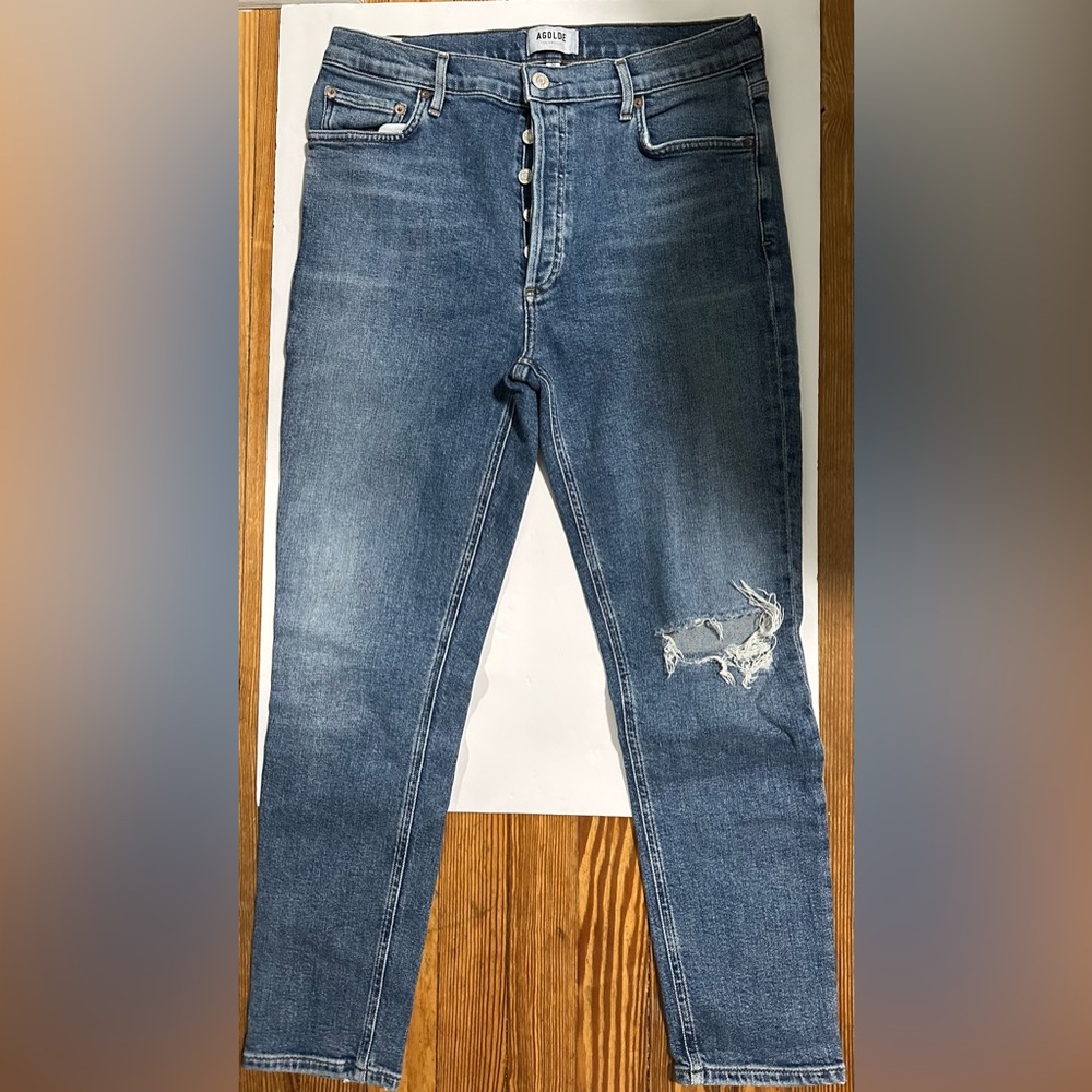 Agolde Blue Skinny Jeans Distressed Vintage